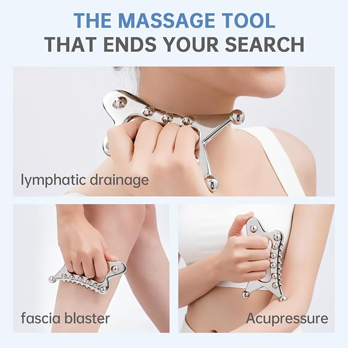 Metal Body Gua Sha Tool, 5 in 1 Muscle Scraper Tool, Lymphatic Drainage Massager - Image 5