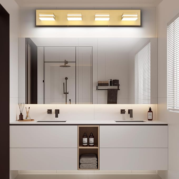 SineRise LED Modern Bathroom Vanity Light Fixtures, Matte Gold Modern Acrylic - Image 7