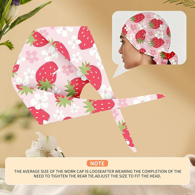 Adjustable Scrub Cap with Buttons & Sweatband, Working Hat with Elastic Tie Back - Image 5