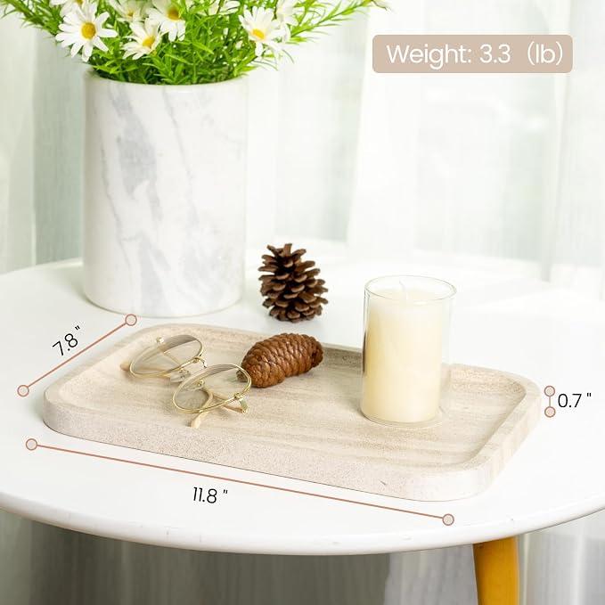 Karibiber Marble Vanity Tray, Bathroom Tray Countertop, Decorative Dresser - Image 3