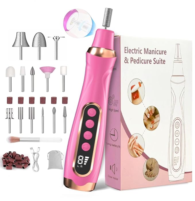 Professional Manicure Pedicure Kit Cordless Electric Nail File Set 6 Speed by ElectricNailDrill