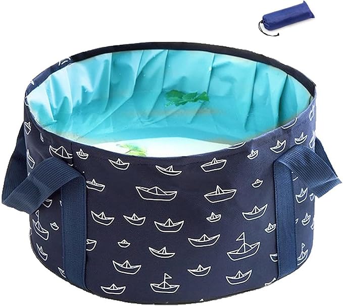 Foot Bath Basin, 13.8 Diameter, 7.5 inches high Portable Travel Collapsible by JIELUO
