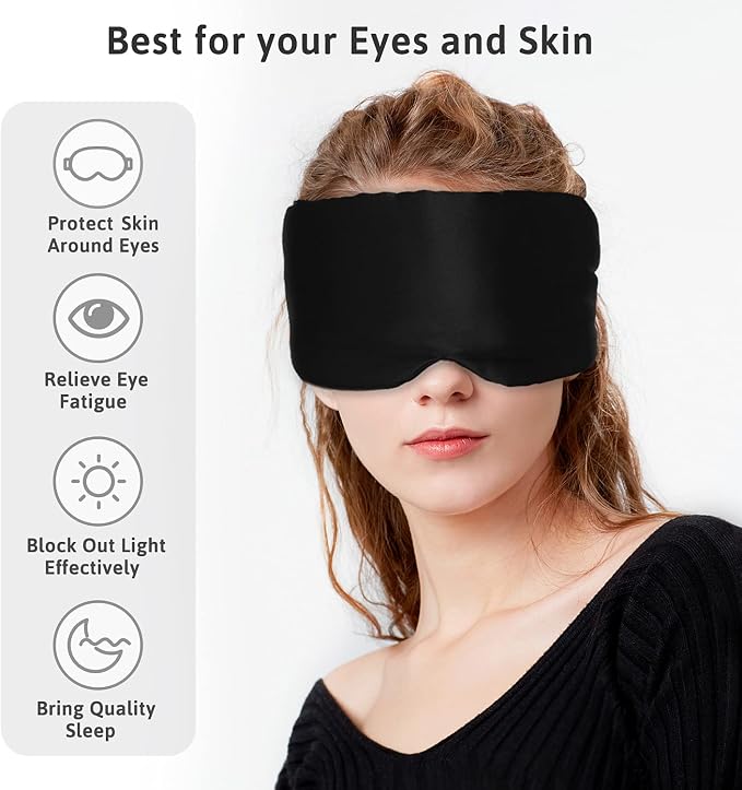 Silk Sleep Mask for Women Men, Mulberry Silk Eye Sleeping Mask & Blindfold - Image 3