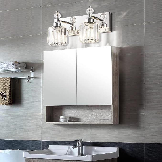PRESDE Modern Crystal Chrome 2 Light Bathroom Vanity Light - Image 2