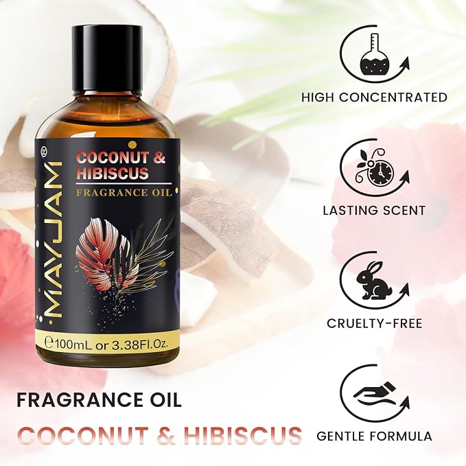 Coconut & Hibiscus Fragrance Oil Essential Oil, MAYJAM 3.38FL.OZ Coconut & - Image 2