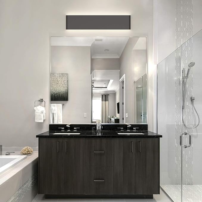 Aipsun 24in/20W LED Matte Black Modern Vanity Light Matte Black Wall Light Up - Image 3