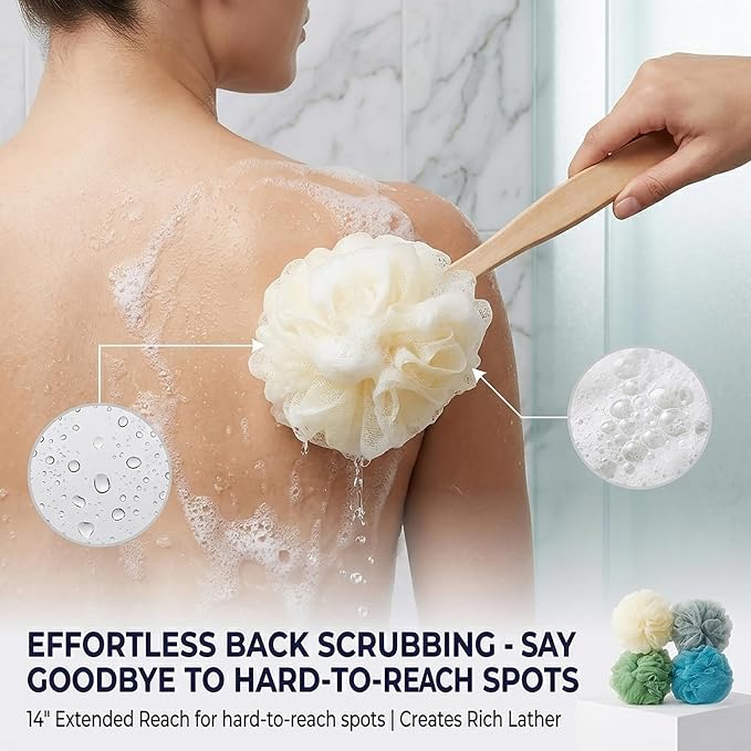 4 Pack Large Bath Puff Loofah Sponge - Image 4