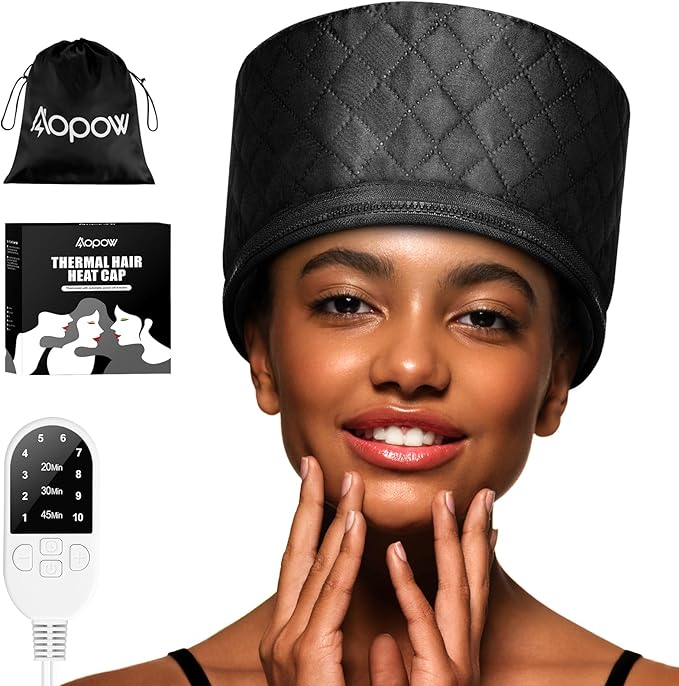 Heat Cap for Deep Conditioning: 10-Level Heats Up Quickly 3 Time Settings Hair by AOPOW