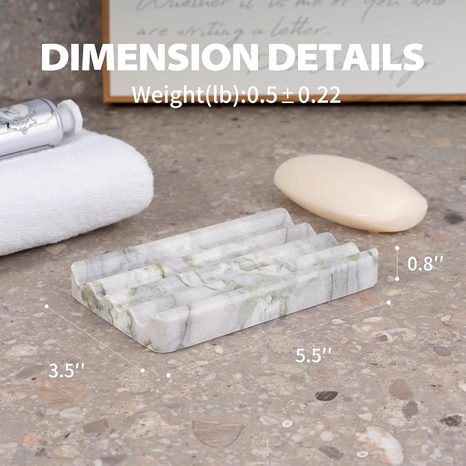 2 Pcs Soap Holder for Bathroom, Marble Soap Dish for Kitchen Countertop - Image 4