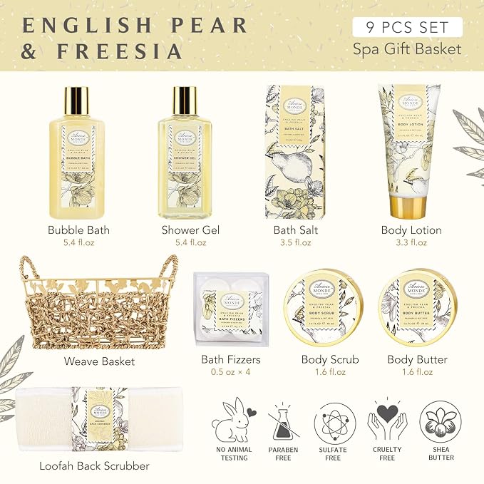 Bath & Shower Spa Gift Basket Set, - Image 2