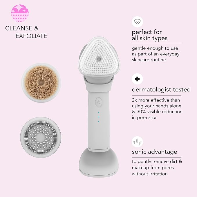 skn by conair Daily Glow Facial Cleansing Brush, All-in-One Facial Brush - Image 2