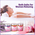 4 Pack Kit Bath Salts for Soaking Himalayan Pink Salt Lavender Orange Rose Pink - Image 3