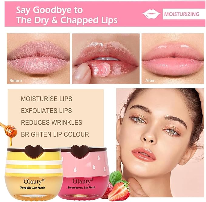 8 PCS Bee Lip Balm Honey Pot, Honey Lip Balm Bulk, Moisturising Sleep Lip Mask - Image 3