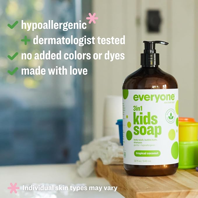Everyone 3-in-1 Kids Soap, Body Wash, Bubble Bath, 32 Ounce, Tropical Coconut - Image 3