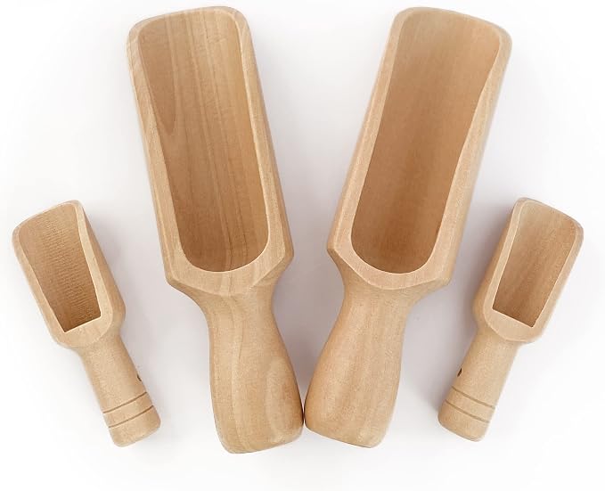 Wooden Scoop 2Standard 2Mini bath salt scoop Natural Beech Wood Scoop by KIKINIKO