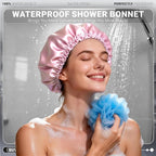Smilco 4 Pack Shower Caps for Women, Reusable Waterproof Double Layer Bath Cap - Image 6
