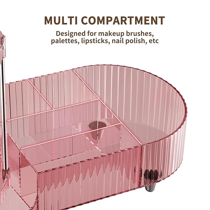 360 Rotating Makeup Organizer for Vanity, 2 Perfume Trays - Image 4