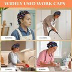Adjustable Scrub Cap with Buttons & Sweatband, Working Hat with Elastic Tie Back - Image 7