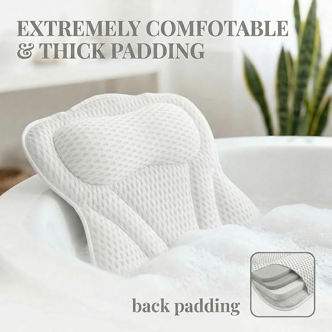 Bath Pillow for Tub, Soft Bathtub Pillow for Neck & Back Support - Image 4
