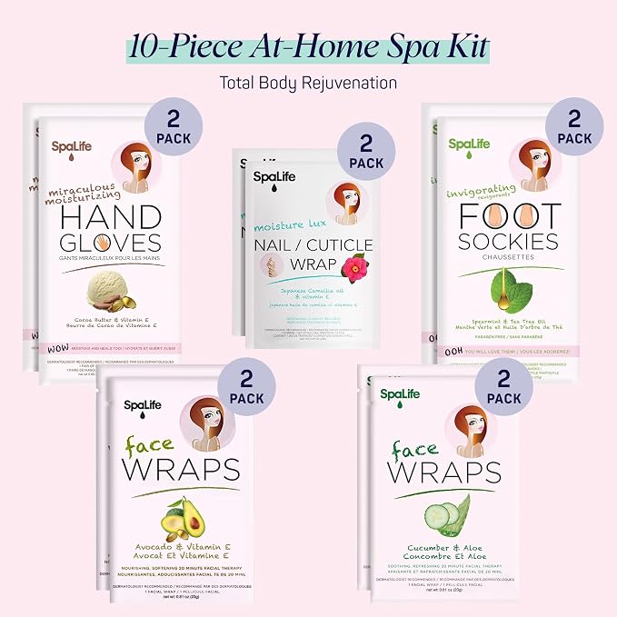 SpaLife 10 Piece Korean Face Mask & Moisturizing Hand Gloves Set | Korean - Image 2