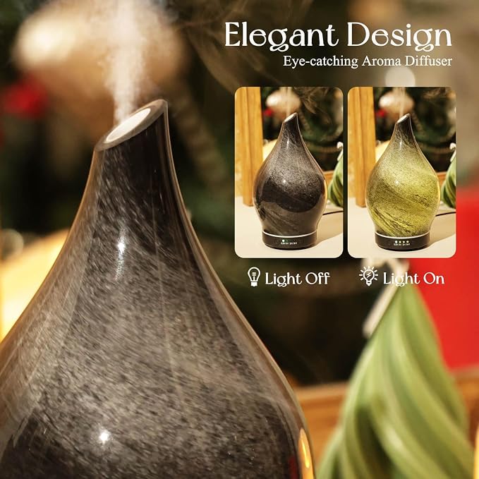 Porseme 150ml Essential Oil Diffuser Glass Color Changing Aroma Air Diffusers - Image 7