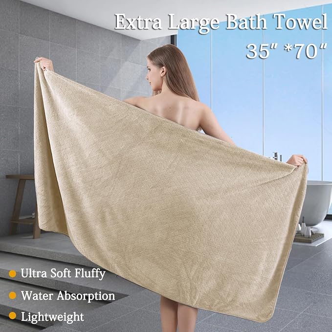 4 Piece Extra Large Bath Towels Set 35x70 Inches - Image 2