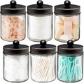 Amolliar 6 Pack Apothecary Jars Bathroom Vanity Organizer- Rustic Farmhouse by Amolliar