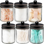 Amolliar 6 Pack Apothecary Jars Bathroom Vanity Organizer- Rustic Farmhouse by Amolliar
