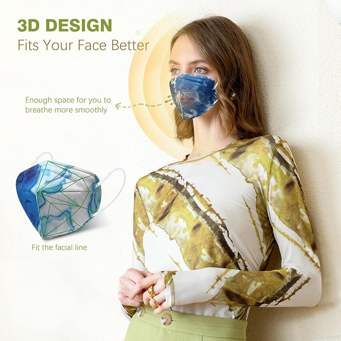 Wecolor KN95 Face Masks 50 Pack 5-Ply Breathable Safety Respirator Cup Dust - Image 4