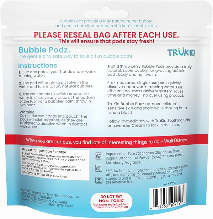 TruKid Bubble Podz Bubble Bath for Kids, & Babies, Tear Free Gentle & - Image 9