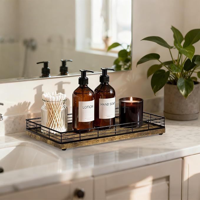 Large Bathroom Vanity Tray – 13" x 8" Decorative Wooden Tray - Image 2