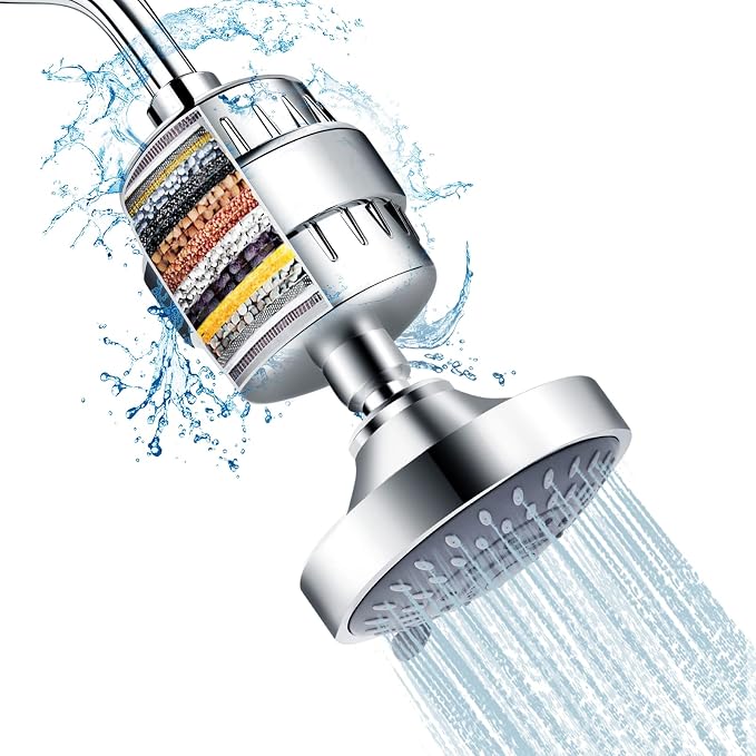 FEELSO Shower Head and 15 Stage Shower Filter Combo, High Pressure 5 Spray by FEELSO