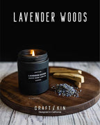 Craft & Kin Premium Lavender Woods Candle | Black Scented Candles - Image 2