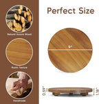 Small Round Decorative Tray Acacia Wood Bathroom Counter Organizer Pedestal - Image 2