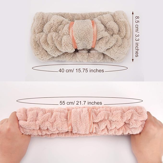 WILLBOND 4 Pack Microfiber Headbands Spa Facial Headbands Makeup Head bands - Image 2