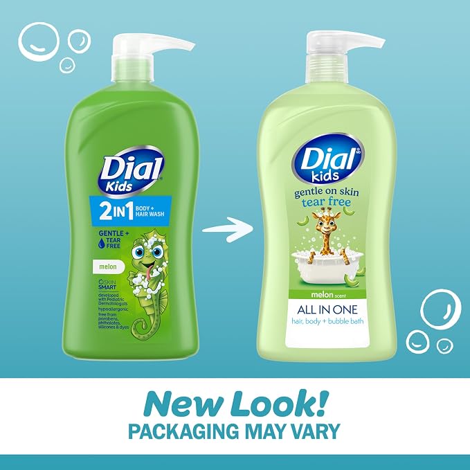 Dial Kids All-in-1 Body Wash + Hair + Bubble Bath, Melon Scent, 32 Fl Oz - Image 2