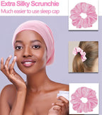 Sleep Cap Bonnet for Sleeping Black Women, Adjustable Cooling Ice Silk Lined - Image 8