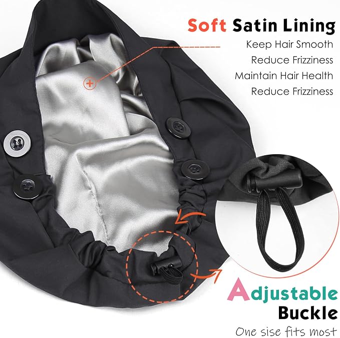 2 Pack Satin Lined Bouffant Scrub Caps - Image 3