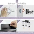 Honesorn Bathroom Light Fixtures Black, 3-Light Bathroom Vanity Light Over - Image 6