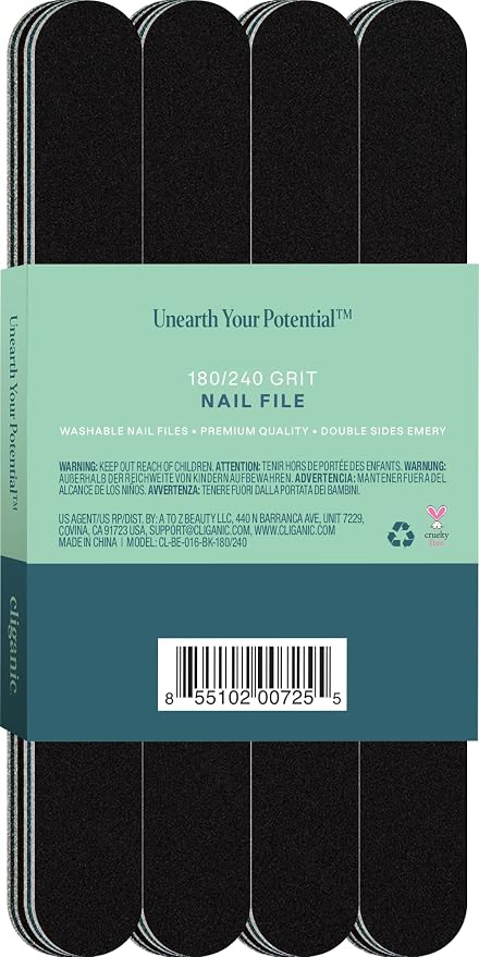 Cliganic 12 Pack Nail File Set: 180/240 Grit | Professional Emery Boards - Image 4