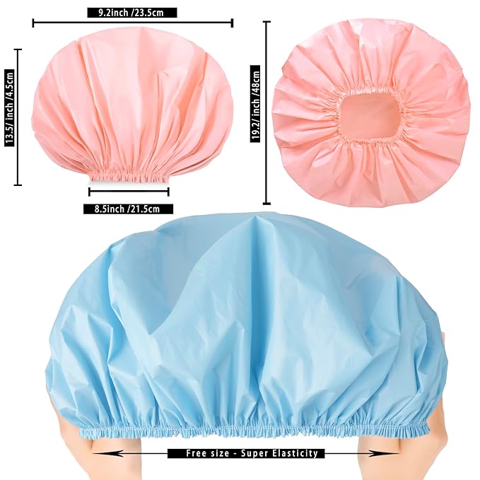 Jumbo Size Shower Cap 2 PCS Waterproof Shower Caps - Image 3