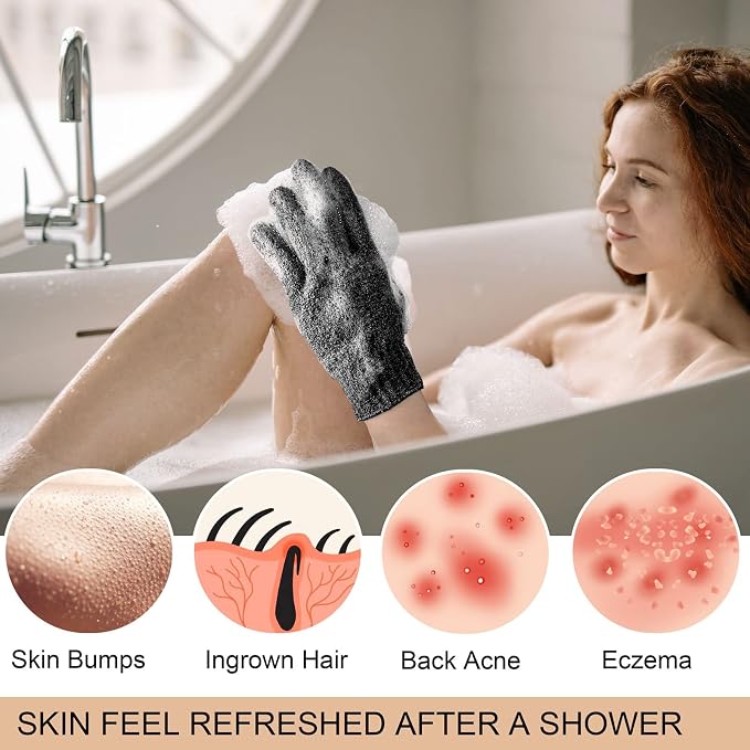 MIG4U Shower Exfoliating Scrub Gloves, Bathing Gloves Body Wash Dead Skin - Image 4