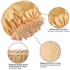 Waterproof Shower Caps for Women, Solid Color Dual-Layer Elastic Band Design - Image 5