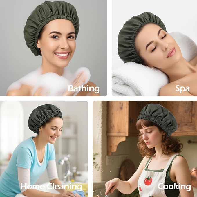 Shower Cap for Women Reusable Waterproof, Large Bath Cap - Image 6