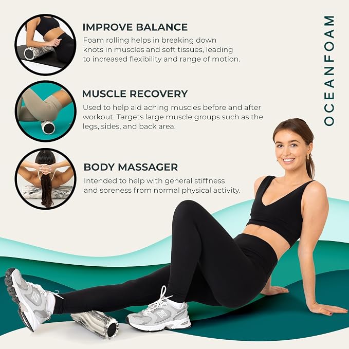 Oceanfoam Ripple Travel Foam Roller Firm Mini Foam Roller - Image 6