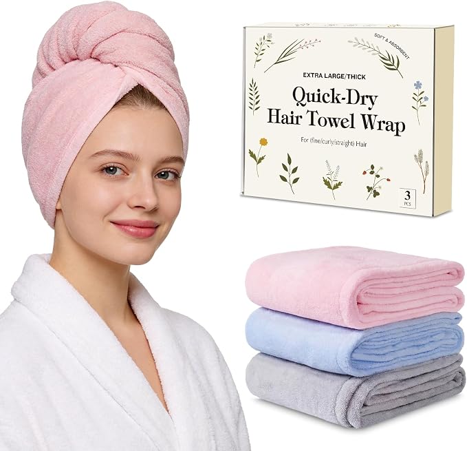 3 Pack Microfiber Hair Towel Wrap by Unknown