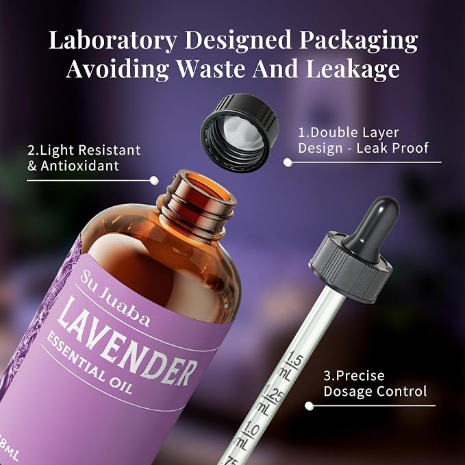 SU JUABA Lavender Essential Oil 4 Fl Oz, 100% Pure Natural Aromatherapy Oil - Image 7