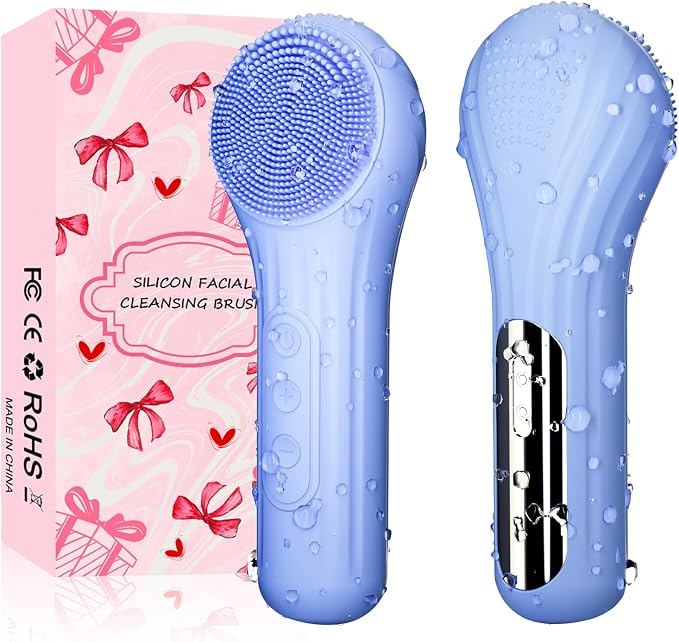 Silicone Face Scrubber, Waterproof Electric Facial Cleansing Brush by Mosnami