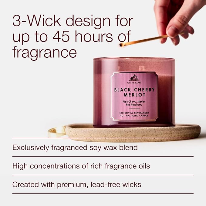 Bath & Body Works Black Cherry Merlot 3-Wick Candle - Image 4