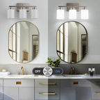 PARTPHONER 3-Light Brushed Nickel Bathroom Light Fixtures, Modern Vanity Light - Image 4